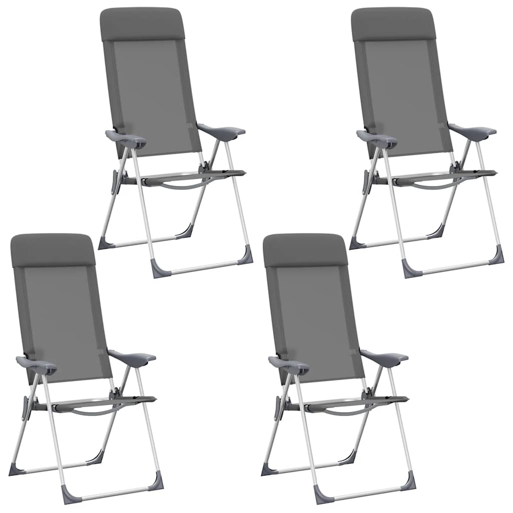 Vidaxl Campingstühle 4 Stcs Falten Aluminiumgrau
