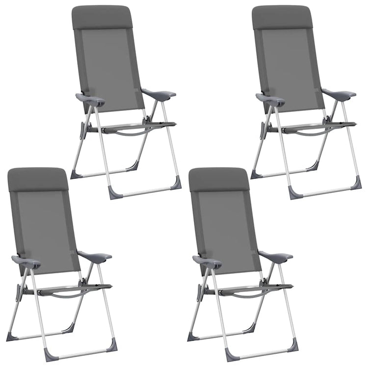 Vidaxl Campingstühle 4 Stcs Falten Aluminiumgrau