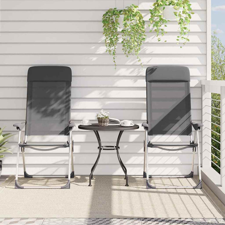 Vidaxl Campingstühle 4 Stcs Falten Aluminiumgrau