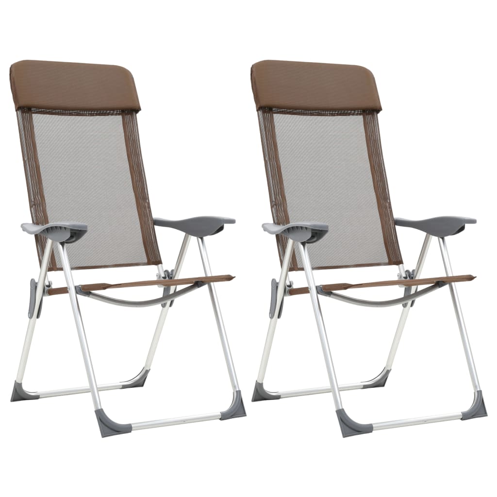 Vidaxl Campingstühle 2 PCs Klapper Aluminiumbraun