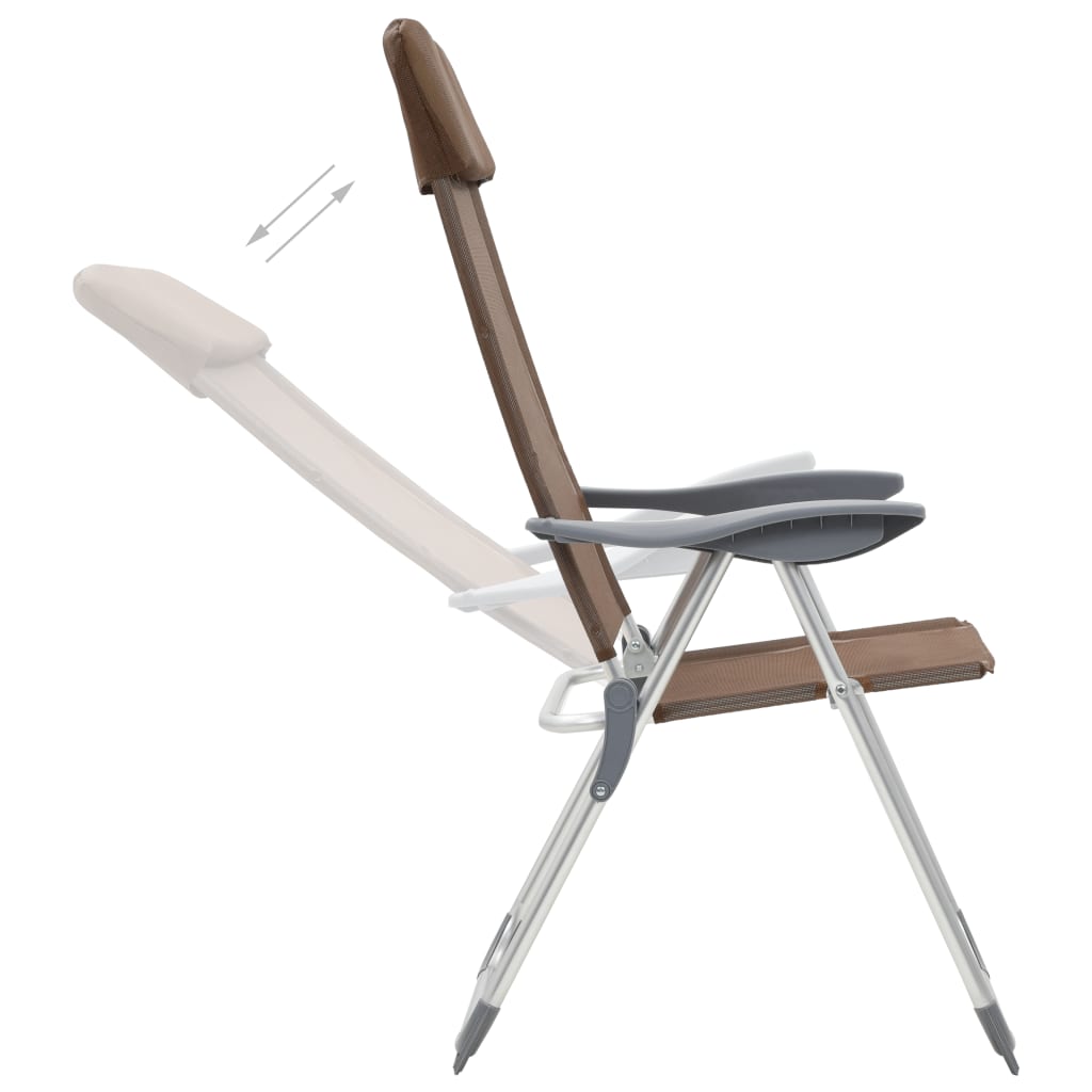 Vidaxl Campingstühle 2 PCs Klapper Aluminiumbraun