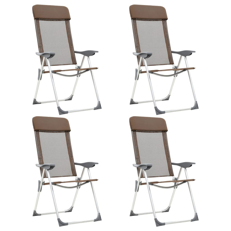 Vidaxl Campingstühle 4 Stcs Falten Aluminiumbraun