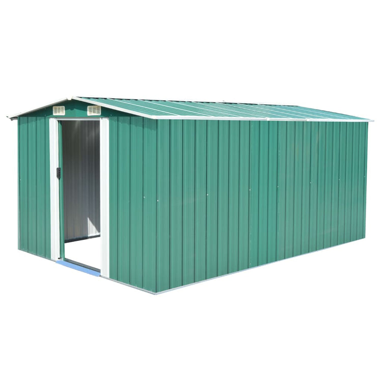Vidaxl Garden Shed 257x392x181 cm Metallgrün