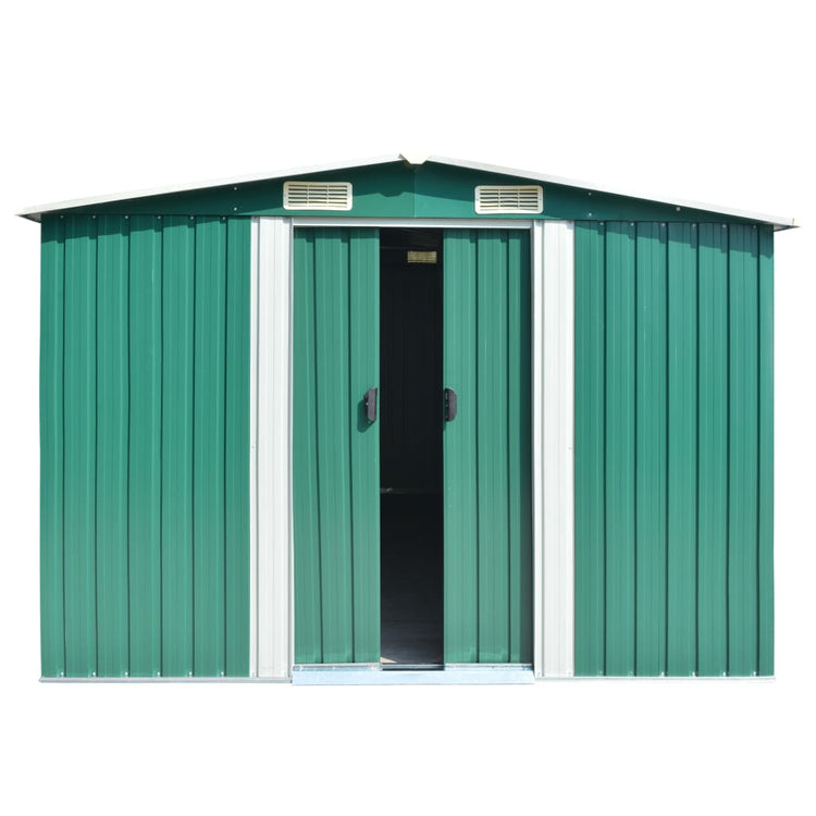Vidaxl Garden Shed 257x392x181 cm Metallgrün