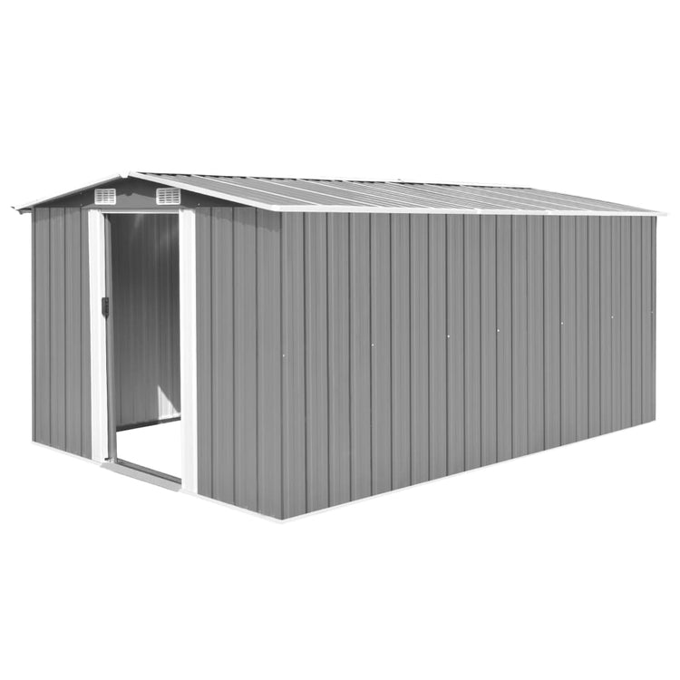 Vidaxl Garden Shed 257x392x181 cm Metallgrau