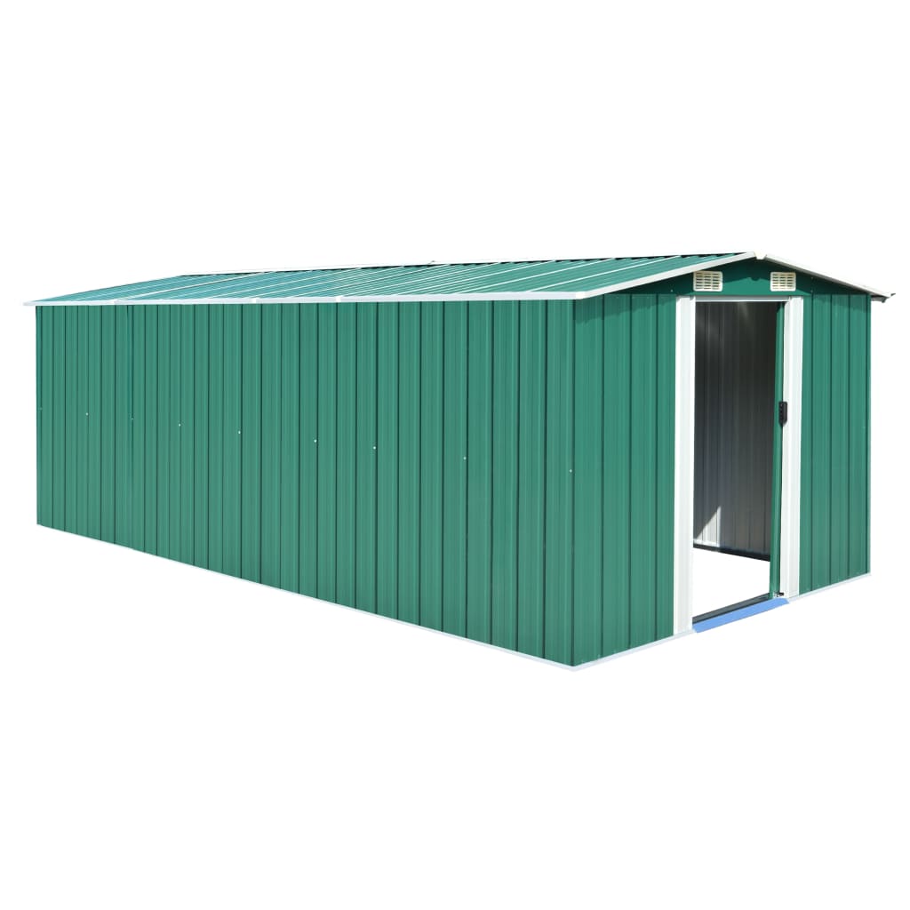 Vidaxl Garden Shed 257x489x181 cm Metallgrün