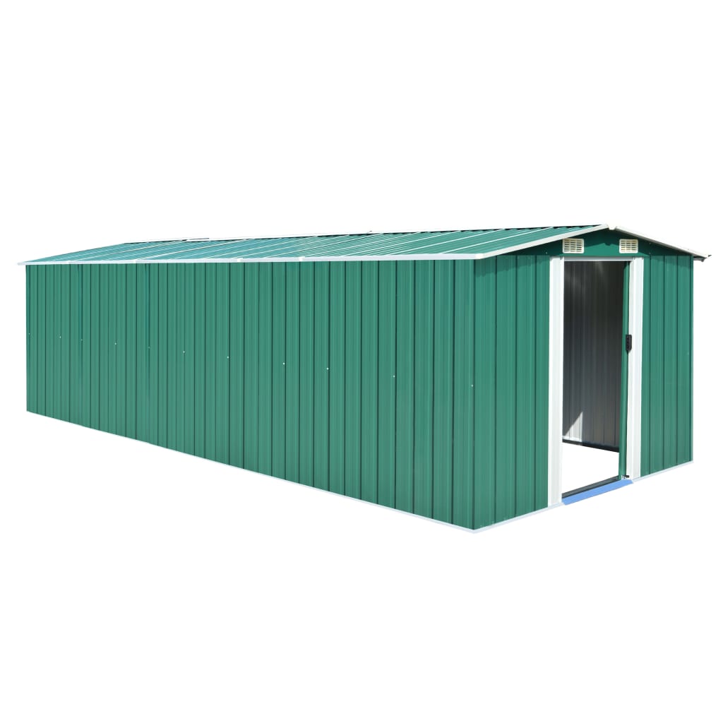 Vidaxl Garden Shed 257x580x181 cm Metallgrün