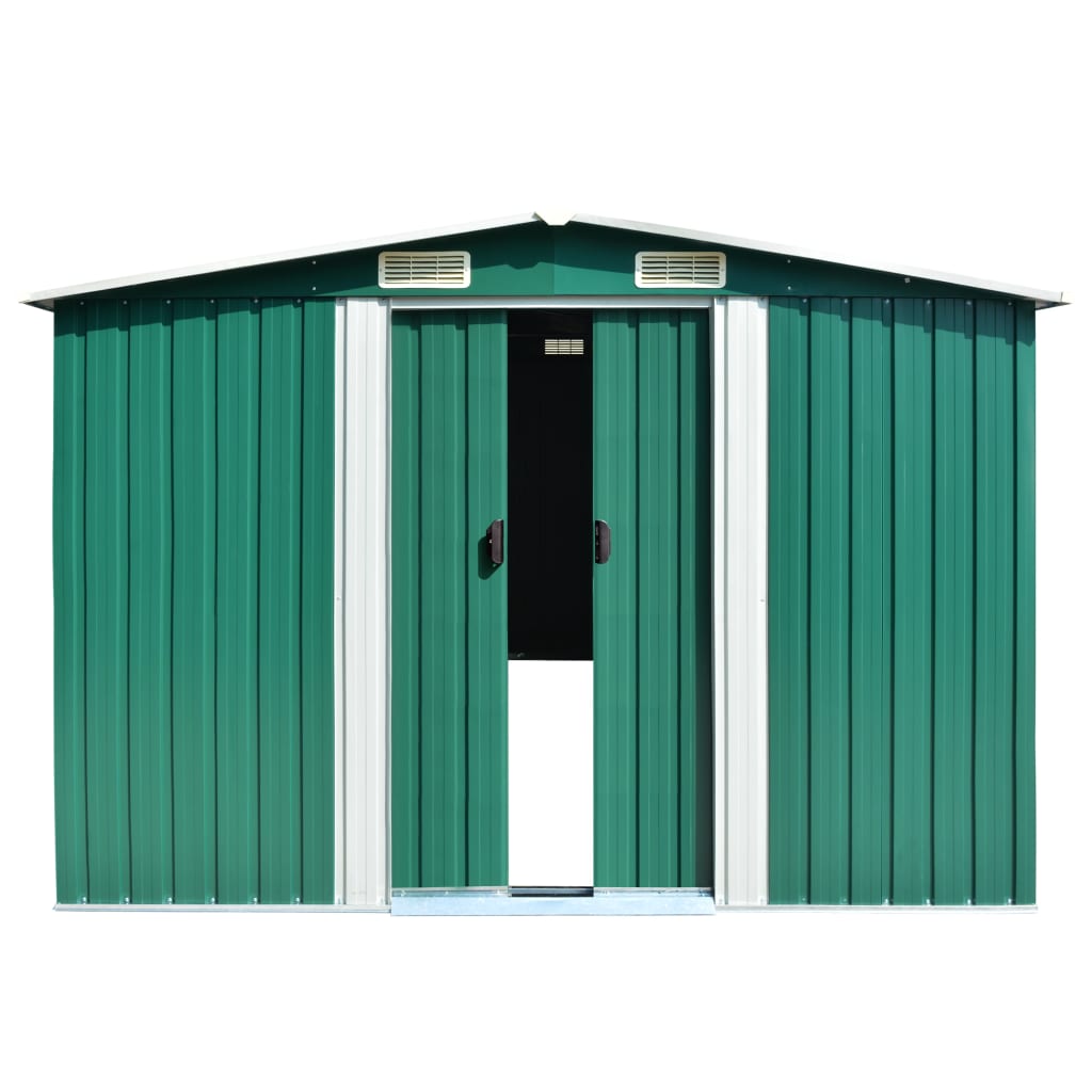 Vidaxl Garden Shed 257x580x181 cm Metallgrün