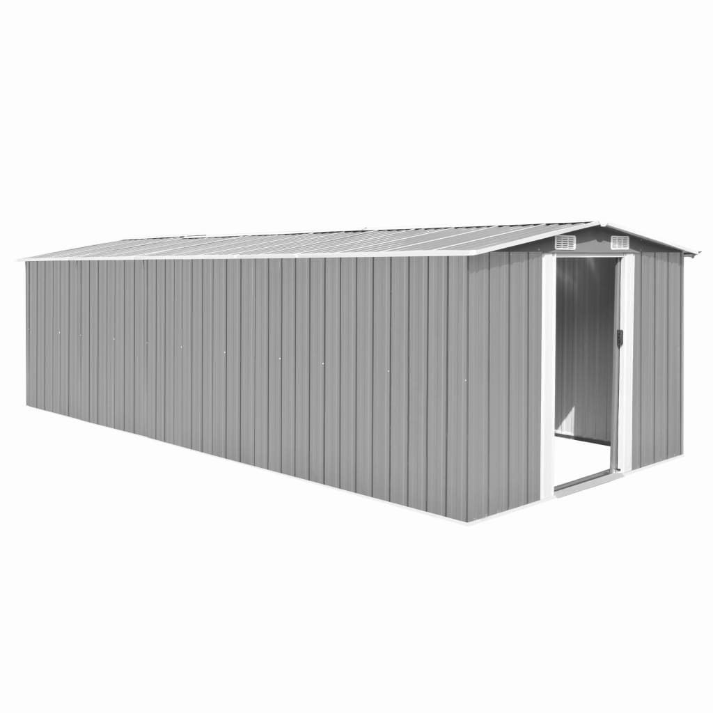 Vidaxl Garden Shed 257x580x181 cm Metallgrau