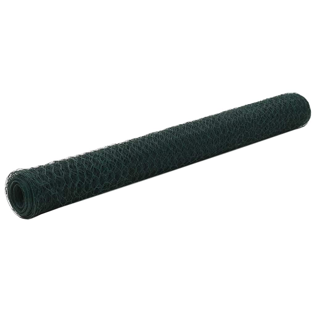 Vidaxxl Hühnerdraht 25x1,2 m Stahl mit PVC-Beschichtung grün