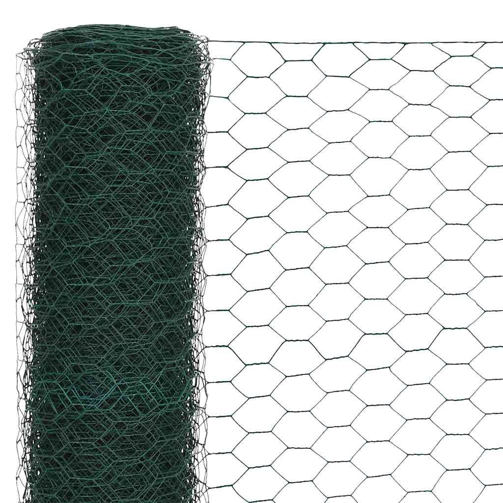 Vidaxxl Hühnerdraht 25x1,2 m Stahl mit PVC-Beschichtung grün