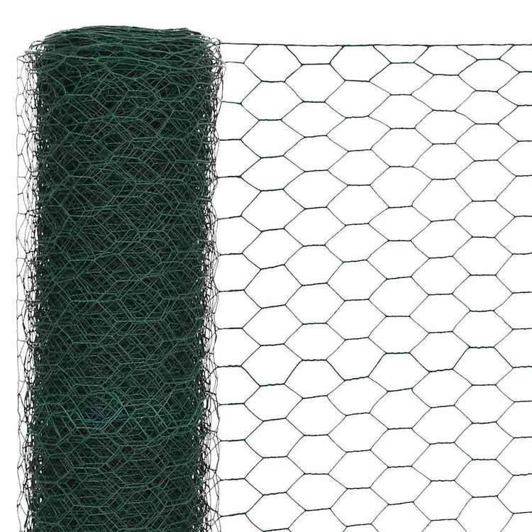 Vidaxxl Hühnerdraht 25x1,2 m Stahl mit PVC-Beschichtung grün