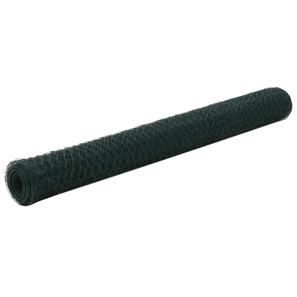 Vidaxxl Hühnerdraht 25x1,2 m Stahl mit PVC-Beschichtung grün