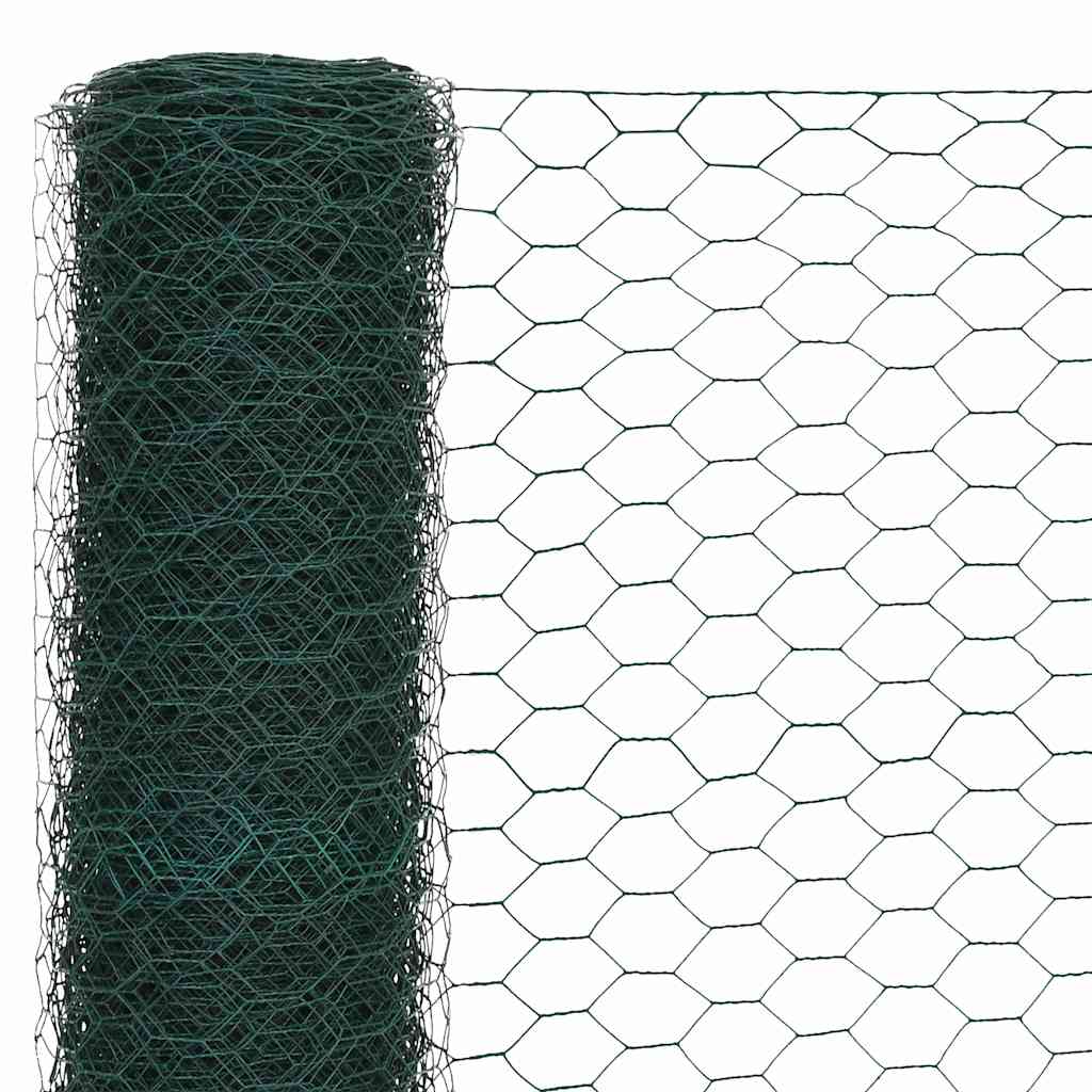 Vidaxxl Hühnerdraht 25x1,2 m Stahl mit PVC-Beschichtung grün