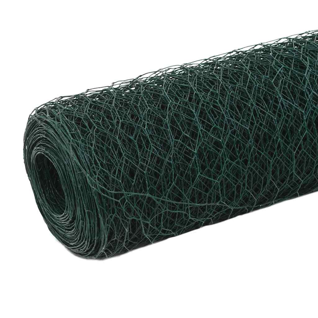 Vidaxxl Hühnerdraht 25x1,2 m Stahl mit PVC-Beschichtung grün