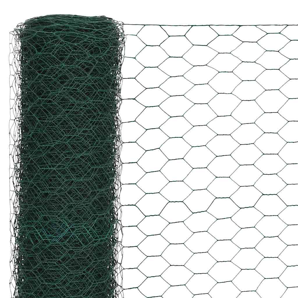 Vidaxxl Hühnerdraht 25x1,2 m Stahl mit PVC-Beschichtung grün