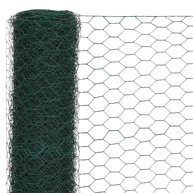 Vidaxxl Hühnerdraht 25x1,2 m Stahl mit PVC-Beschichtung grün
