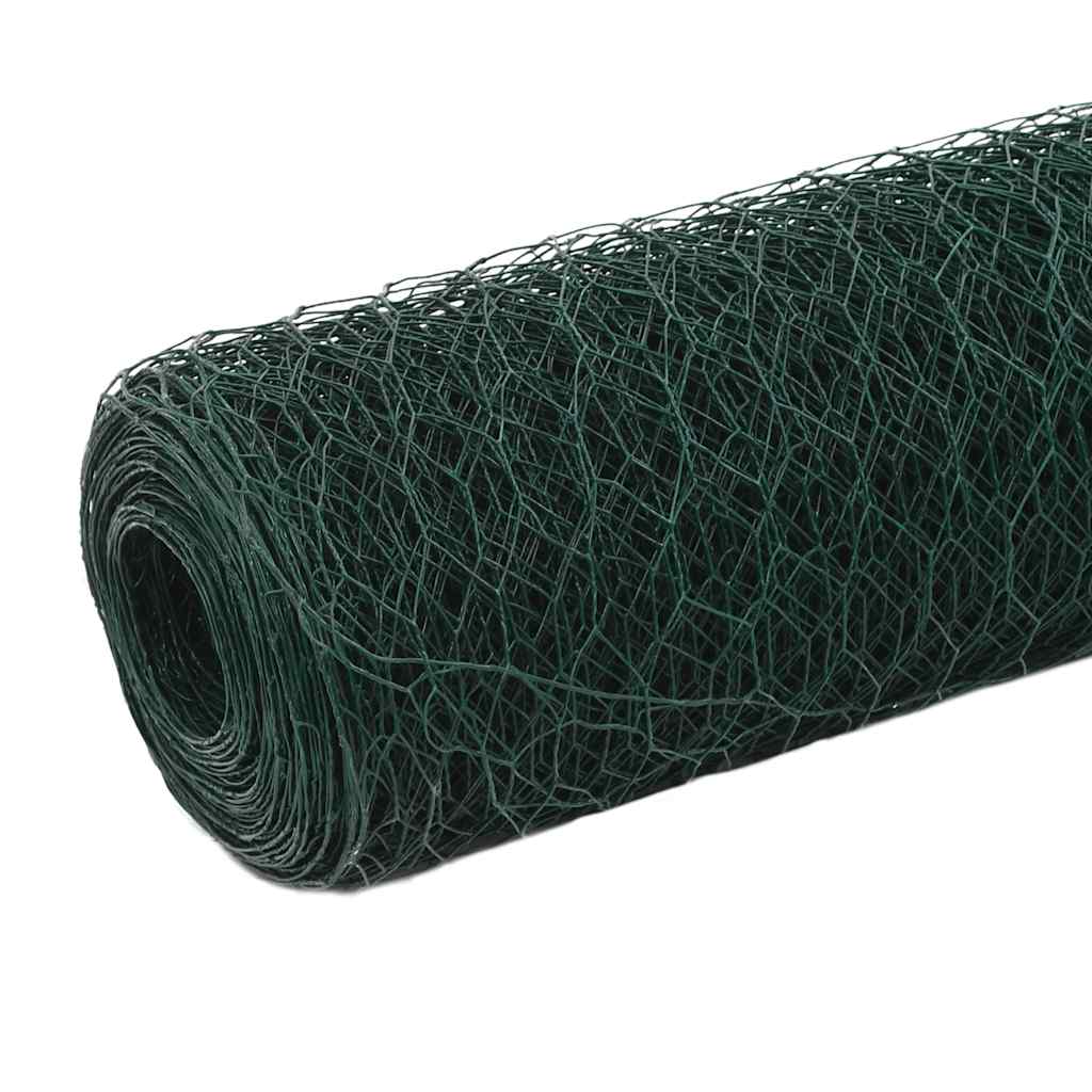 VidaXL Hühnerdraht 25x1,5 m Stahl mit PVC-Beschichtung grün