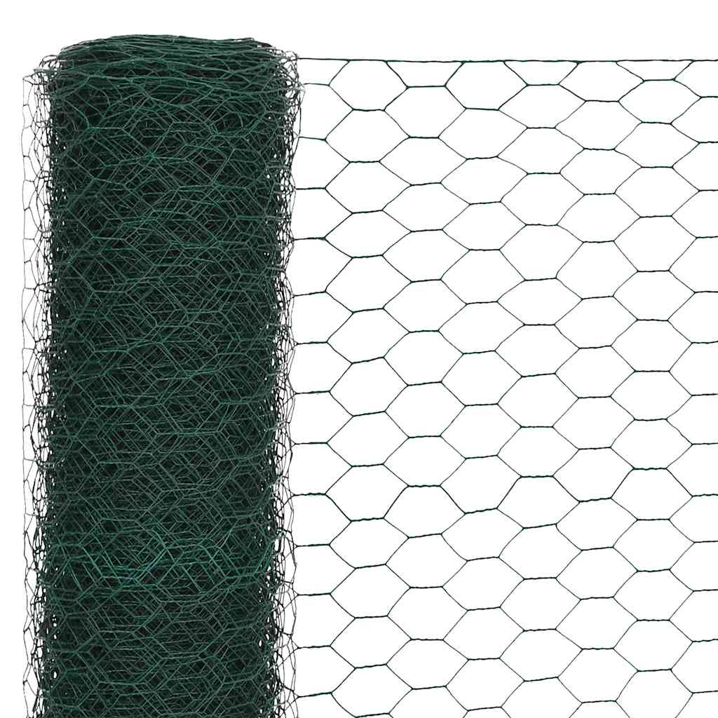VidaXL Hühnerdraht 25x1,5 m Stahl mit PVC-Beschichtung grün