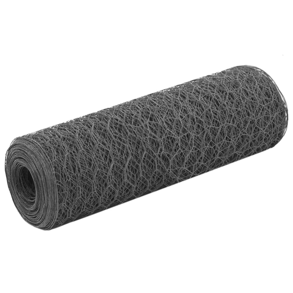 Vidaxl -Hühnerdraht 25x0,5 m Stahl mit PVC -Beschichtung grau
