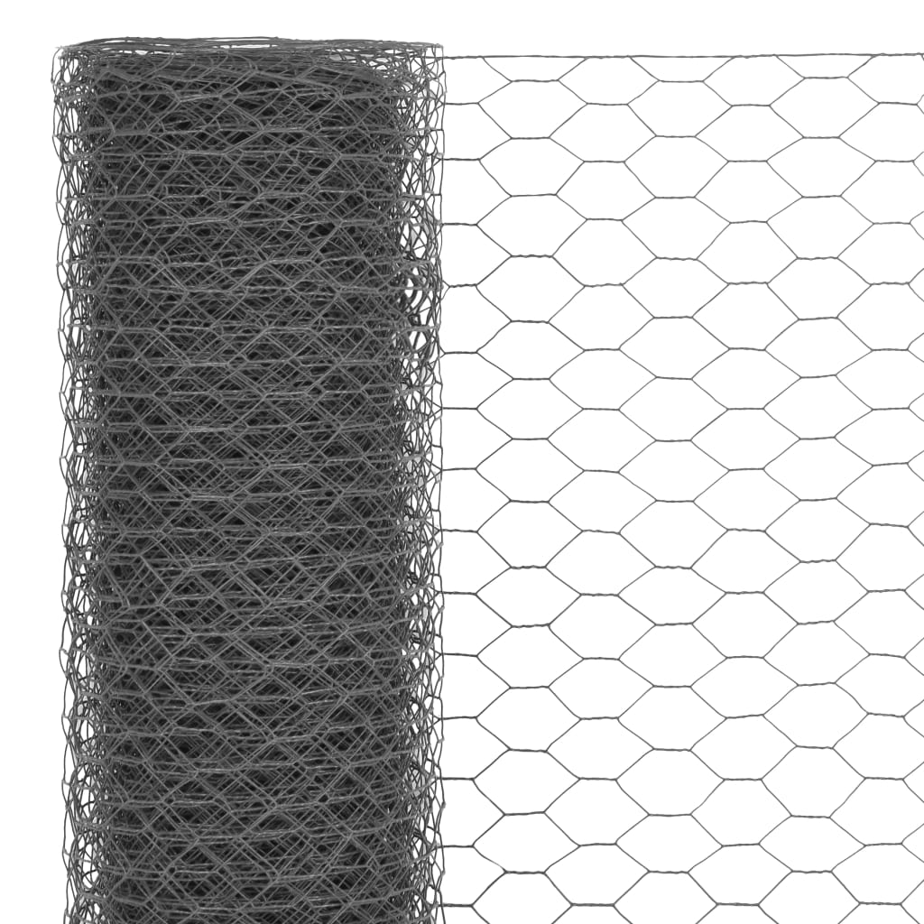 Vidaxl -Hühnerdraht 25x0,75 m Stahl mit PVC -Beschichtung grau