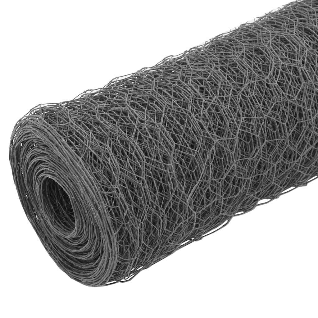 Vidaxx Hühnerdraht 25x1,2 m Stahl mit PVC-Beschichtung grau