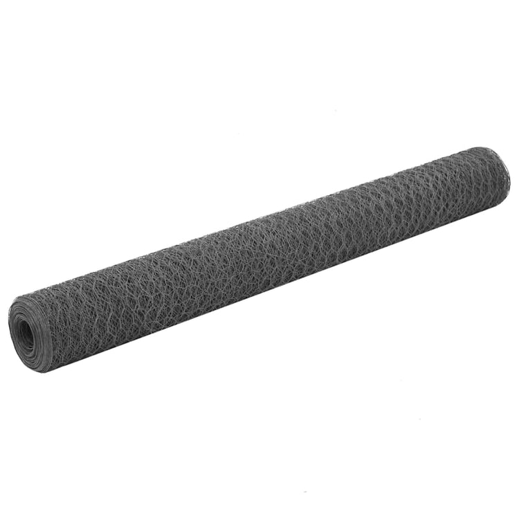 Vidaxx Hühnerdraht 25x1,2 m Stahl mit PVC-Beschichtung grau
