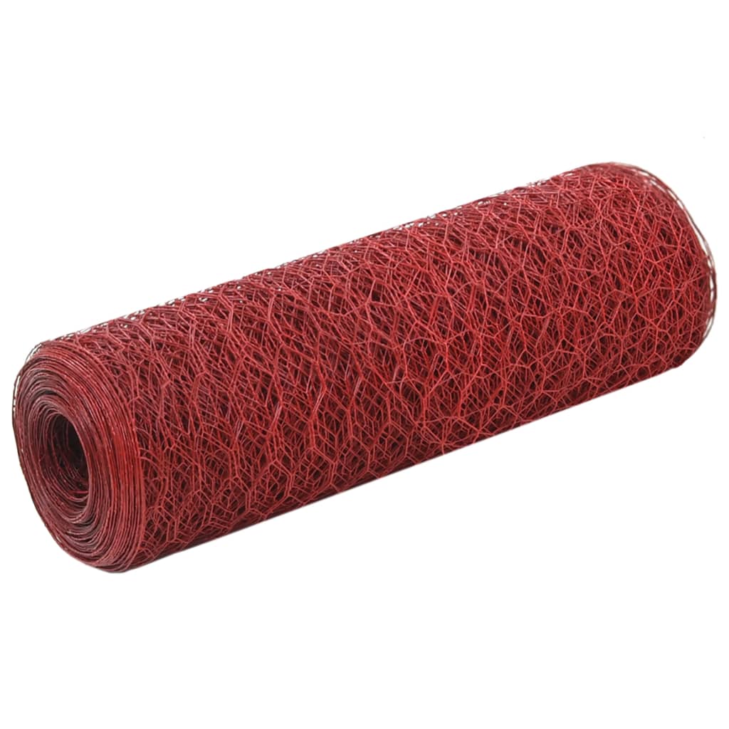 Vidaxl -Hühnerdraht 25x0,5 m Stahl mit PVC -Beschichtung rot