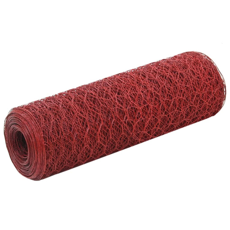 Vidaxl -Hühnerdraht 25x0,5 m Stahl mit PVC -Beschichtung rot