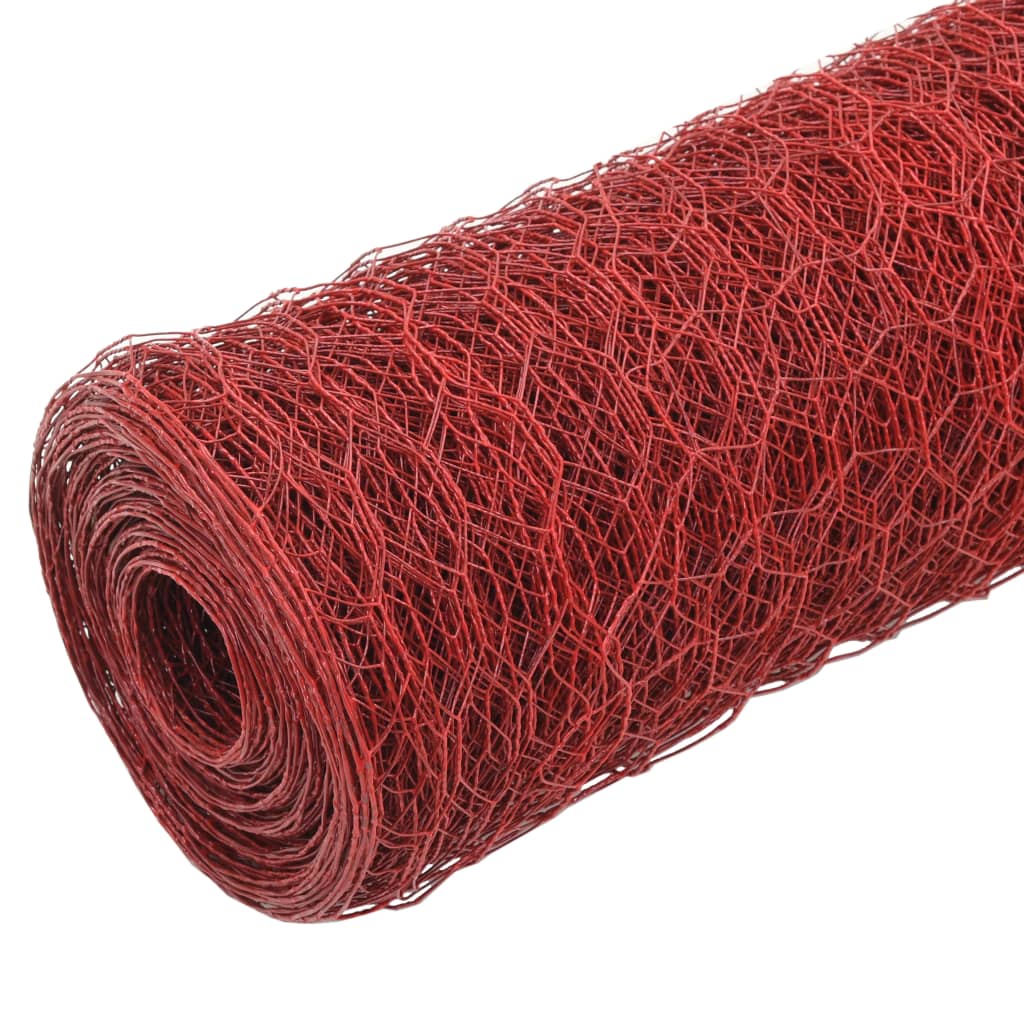 Vidaxl -Hühnerdraht 25x0,5 m Stahl mit PVC -Beschichtung rot