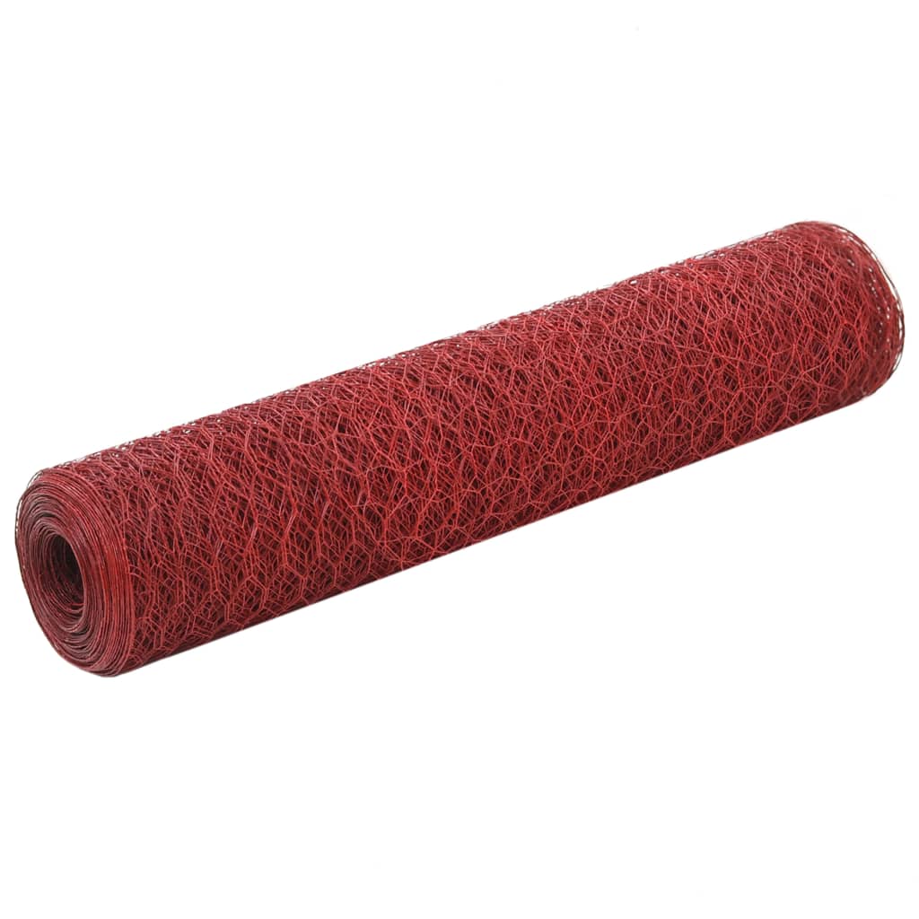 Vidaxl -Hühnerdraht 25x0,75 m Stahl mit PVC -Beschichtung rot
