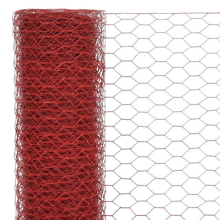 Vidaxl -Hühnerdraht 25x0,75 m Stahl mit PVC -Beschichtung rot