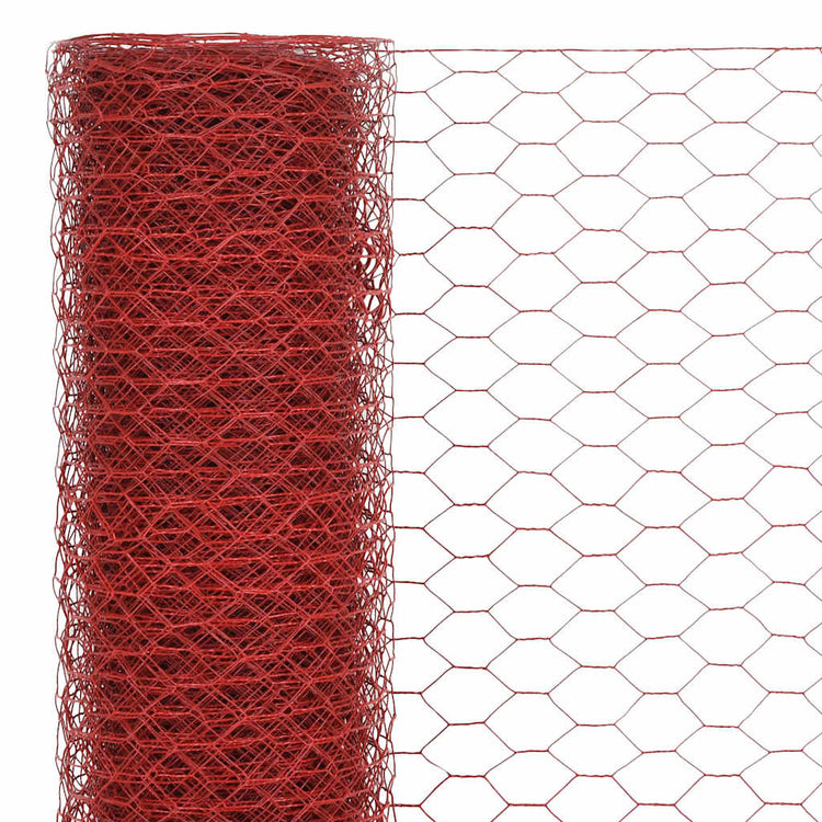 Vidaxx Hühnerdraht 25x1 m Stahl mit PVC-Beschichtung rot