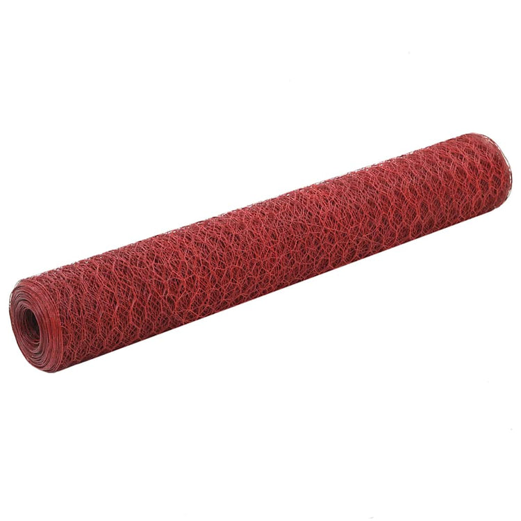 Vidaxx Hühnerdraht 25x1 m Stahl mit PVC-Beschichtung rot