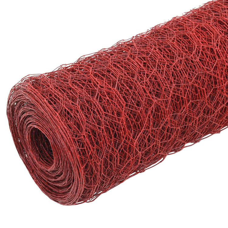 Vidaxx Hühnerdraht 25x1,2 m Stahl mit PVC-Beschichtung rot