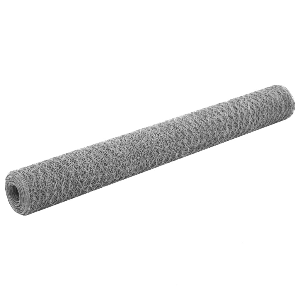 Vidaxl -Hühnerdraht 25x1,2 m verzinkter Stahl silberfarben