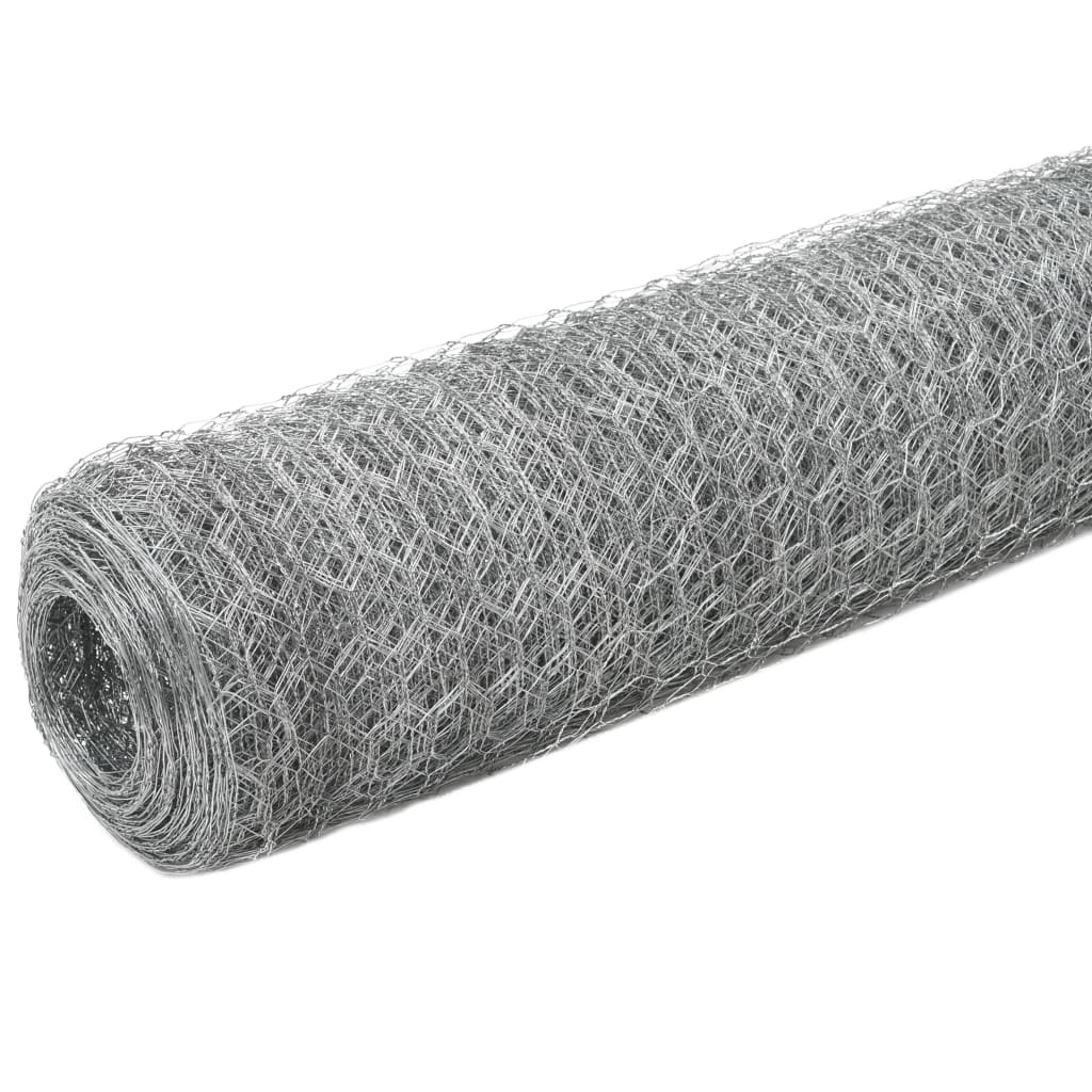 Vidaxl -Hühnerdraht 25x1,5 m verzinkter Stahl silberfarben