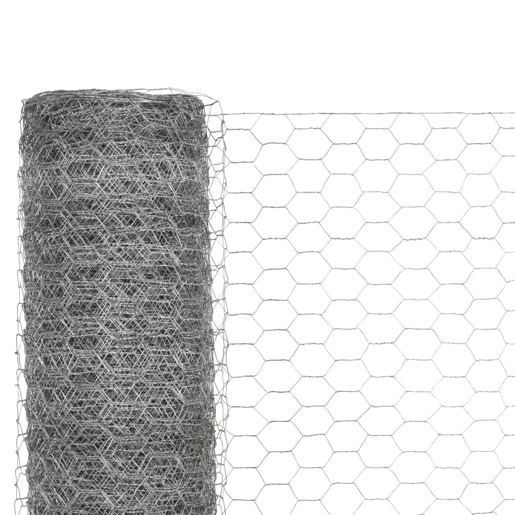 Vidaxl -Hühnerdraht 25x1,5 m verzinkter Stahl silberfarben