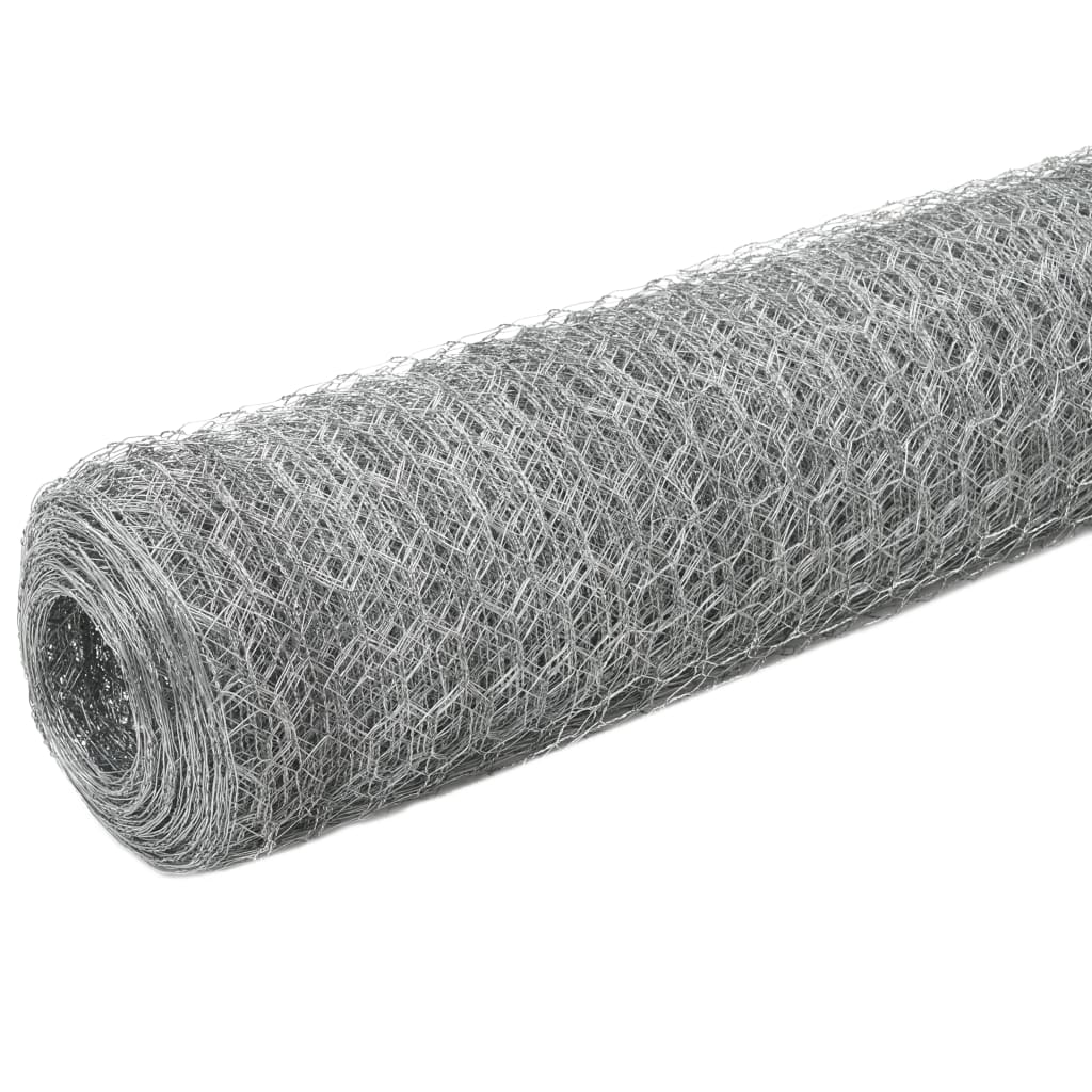 Vidaxl -Hühnerdraht 25x1,5 m verzinkter Stahl silberfarben