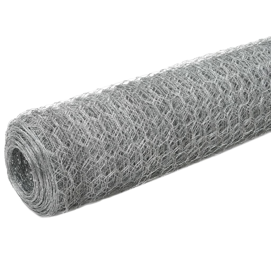 Vidaxl -Hühnerdraht 25x1,2 m verzinkter Stahl silberfarben
