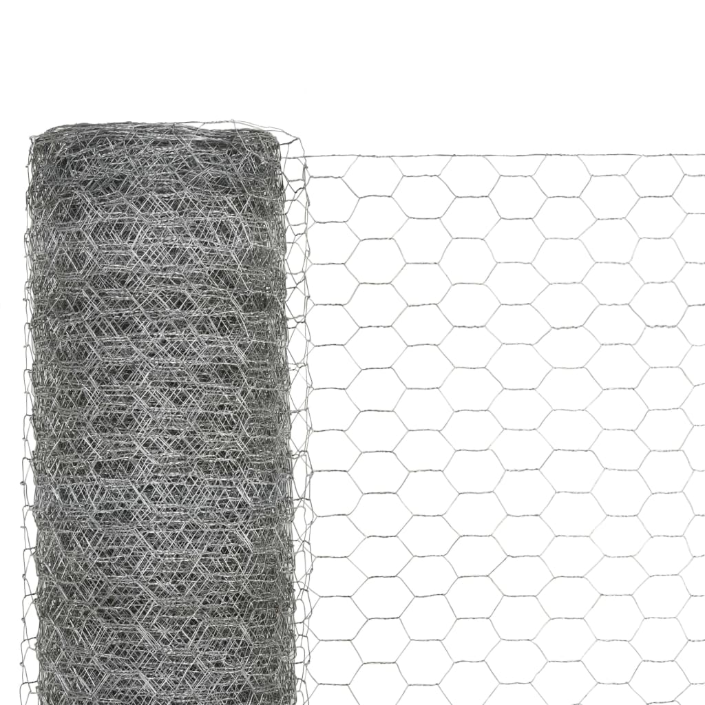 Vidaxl -Hühnerdraht 25x1,2 m verzinkter Stahl silberfarben
