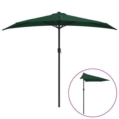 Vidaxl Balkon Parasol halb mit Aluminiumpol 270x144 cm Grün