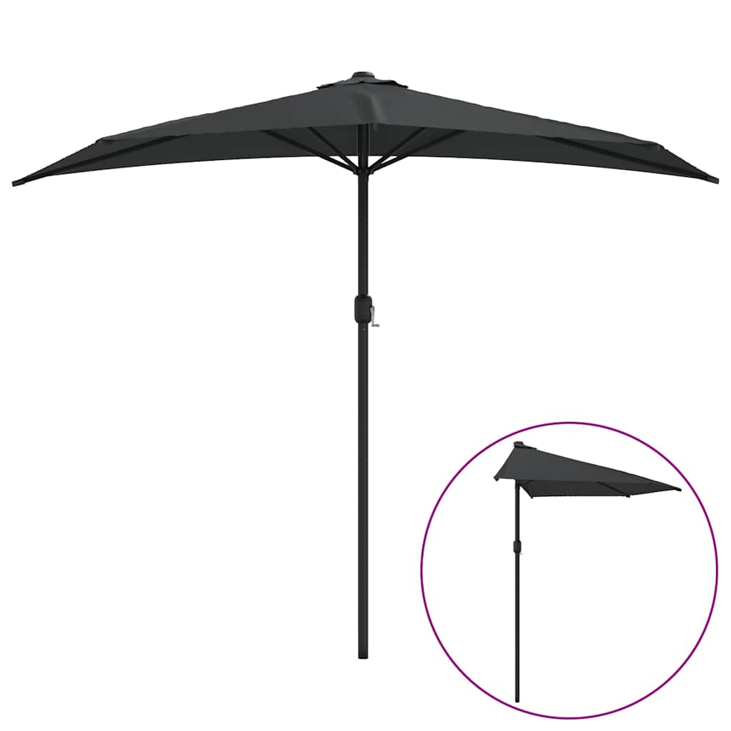 Vidaxl Balkon Parasol halbe mit Aluminiumpol 270x144 cm Anthrazit