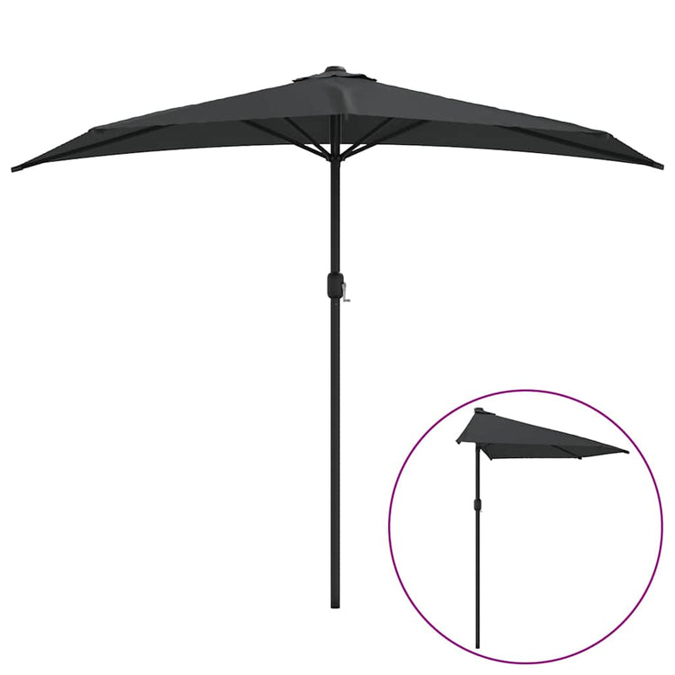 Vidaxl Balkon Parasol halbe mit Aluminiumpol 270x144 cm Anthrazit