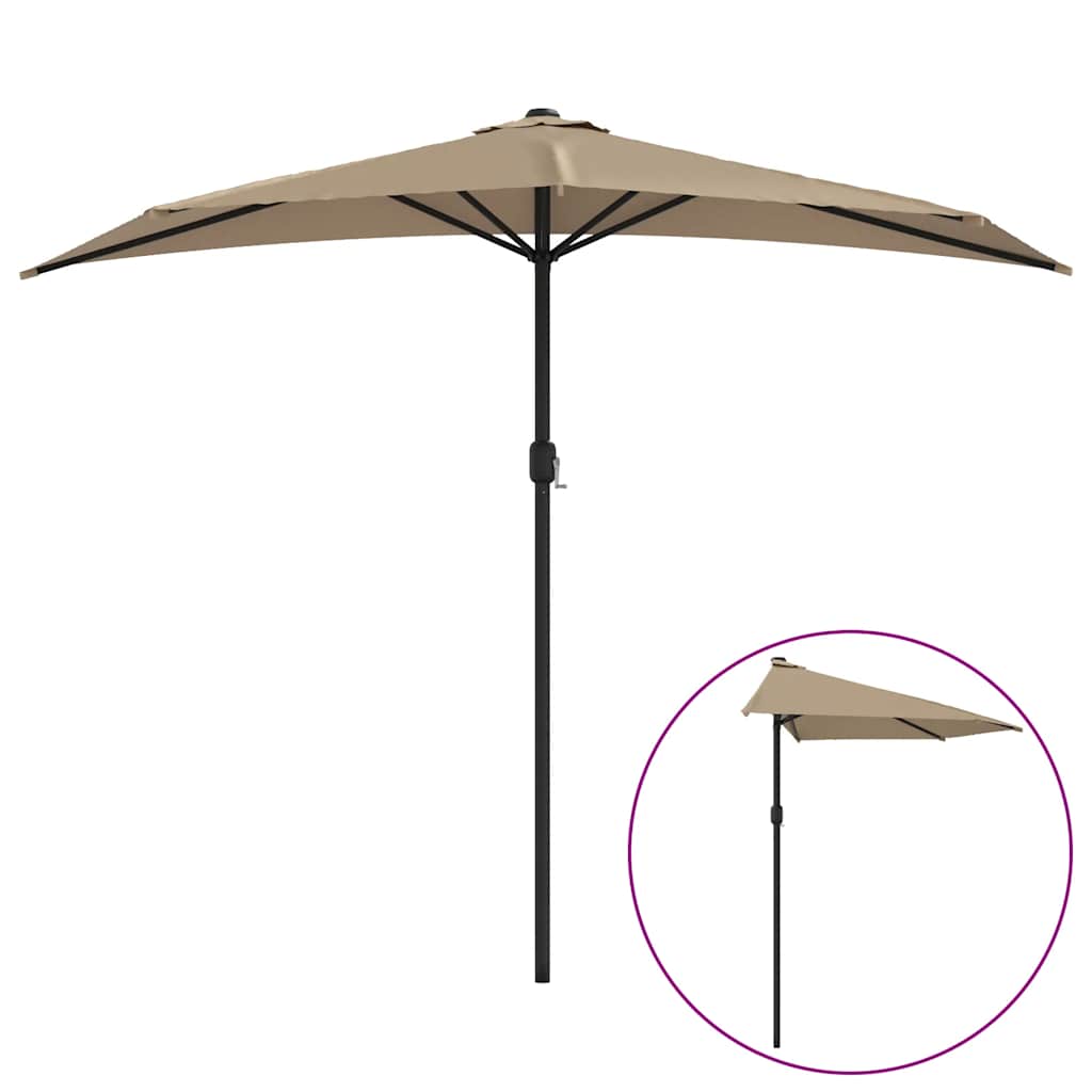 Vidaxl Balkon Parasol halb mit Aluminiumpol 270x144 cm Taupe