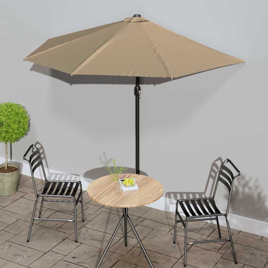 Vidaxl Balkon Parasol halb mit Aluminiumpol 270x144 cm Taupe