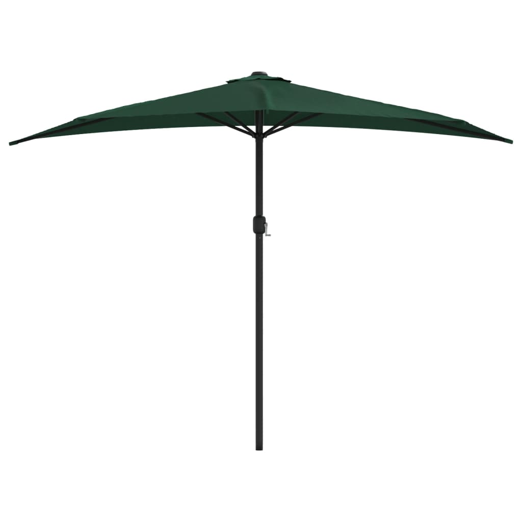 Vidaxl Balkon Parasol halb mit Aluminiumpol 300x155 cm Grün