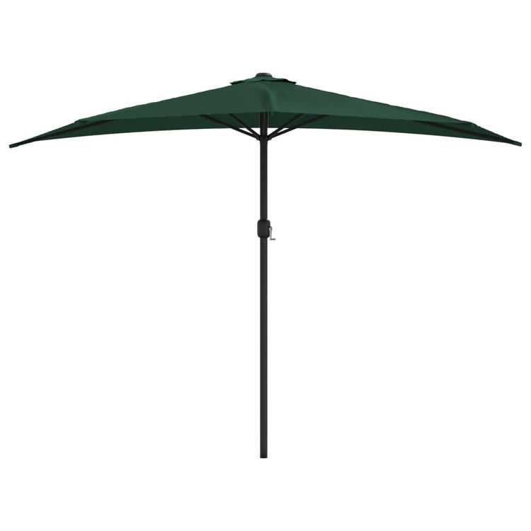 Vidaxl Balkon Parasol halb mit Aluminiumpol 300x155 cm Grün