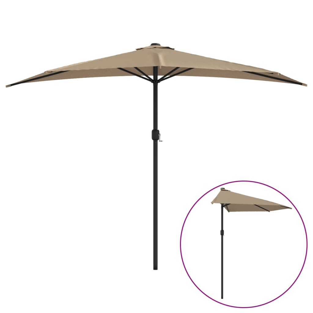 Vidaxl Balkon Parasol halb mit Aluminiumpol 300x155 cm Taupe