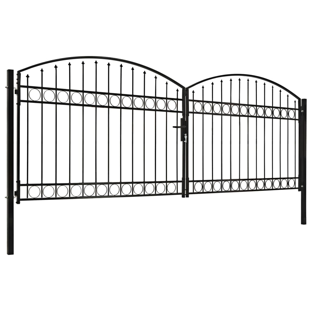VIDAXL -Anschluss mit gekrümmten oberen Doppel 400x125 cm Stahlschwarz